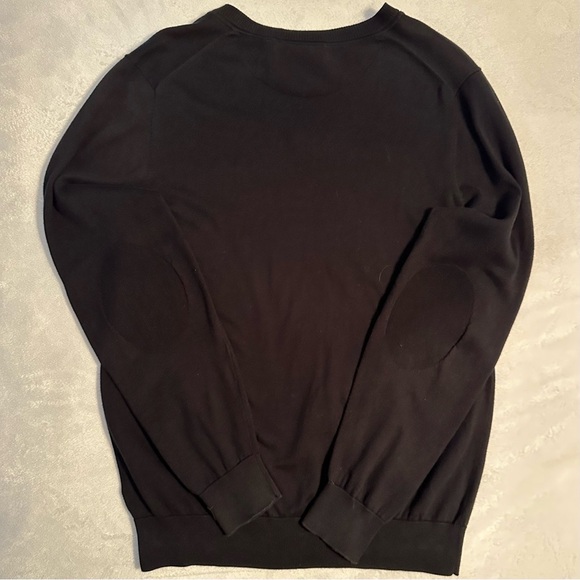 Lacoste Monochrome Cotton V-neck Knit Sweater Black Men’s M Gray Crocodile - Picture 2 of 6